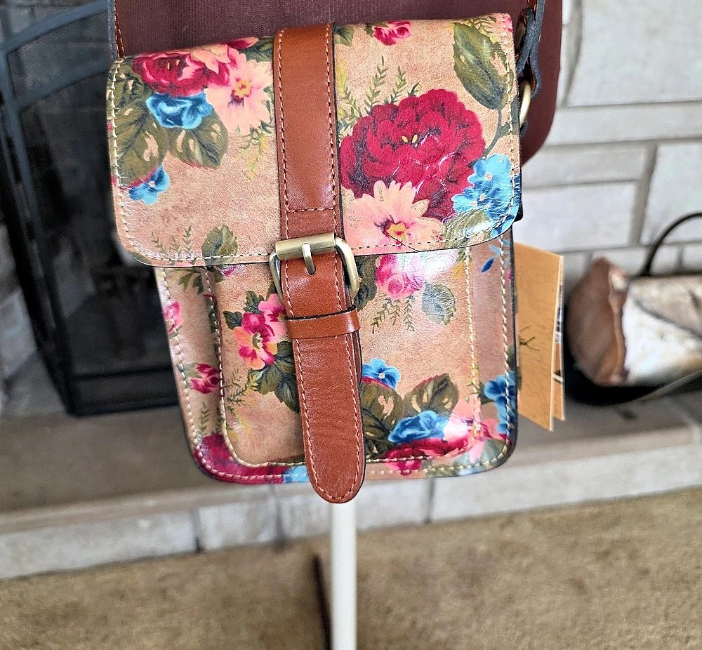 Patricia Nash Floral Crossbody Bag in Brown With Multi Colors Print